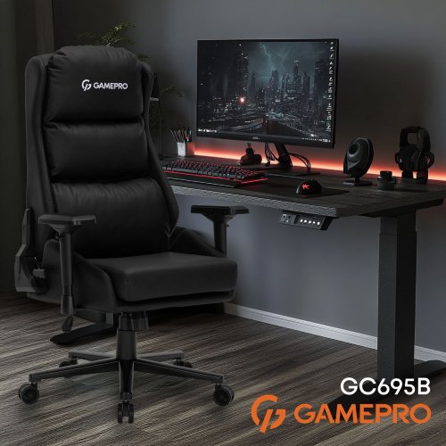 Купити Ігрове крісло GamePro GC695 Black - ціна в Києві, Львові, Вінниці, Хмельницькому, Франківську, Україні | інтернет-магазин TELEMART.UA фото