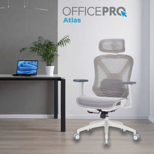Купить Офисное кресло OfficePro Atlas OC630 (OC630-W-LG-LG) White/Light Gray - цена в Харькове, Киеве, Днепре, Одессе
в интернет-магазине Telemart фото