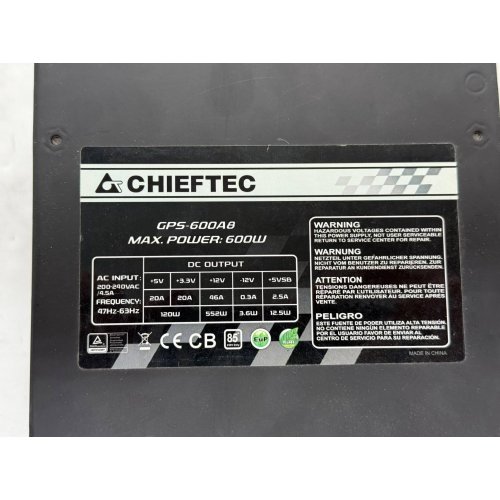 Блок живлення CHIEFTEC Smart 600W (GPS-600A8) (Відновлено продавцем, 798130) купити з перевіркою сумісності: огляд, характеристики, ціна у Києві, Львові, Вінниці, Хмельницькому, Івано-Франківську, Україні | інтернет-магазин TELEMART.UA фото