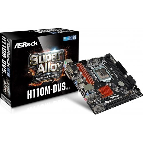 Купить Материнская плата AsRock H110M-DVS R3.0 (s1151, Intel H110) (Восстановлено продавцом, 798200) с проверкой совместимости: обзор, характеристики, цена в Киеве, Днепре, Одессе, Харькове, Украине | интернет-магазин TELEMART.UA фото