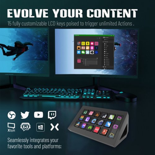 Купить Контроллер для стриминга MiraBox Stream Dock 293S Black - цена в Харькове, Киеве, Днепре, Одессе
в интернет-магазине Telemart фото