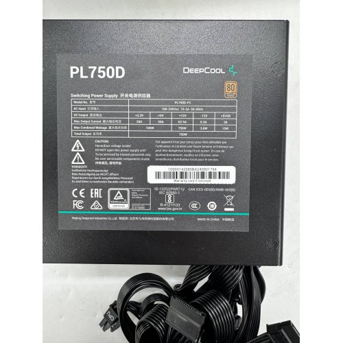 Блок живлення Deepcool PL750D 750W (R-PL750D-FC0B-EU) (Відновлено продавцем, 798495) купити з перевіркою сумісності: огляд, характеристики, ціна у Києві, Львові, Вінниці, Хмельницькому, Івано-Франківську, Україні | інтернет-магазин TELEMART.UA фото