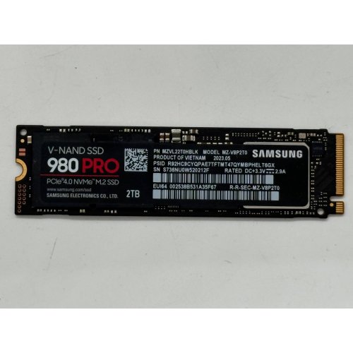 Ssd-диск Samsung 980 PRO V-NAND MLC 2TB M.2 (2280 PCI-E) NVMe 1.3c (MZ-V8P2T0BW) (Відновлено продавцем, 798585) купити з перевіркою сумісності: огляд, характеристики, ціна у Києві, Львові, Вінниці, Хмельницькому, Івано-Франківську, Україні | інтернет-магазин TELEMART.UA фото