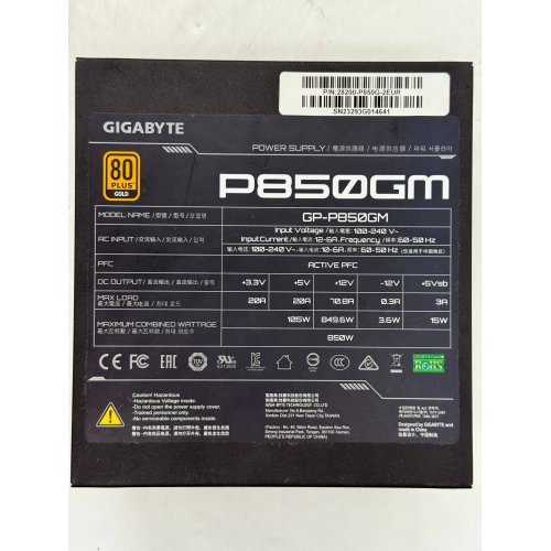 Блок живлення Gigabyte P850GM 850W (GP-P850GM) (Відновлено продавцем, 798998) купити з перевіркою сумісності: огляд, характеристики, ціна у Києві, Львові, Вінниці, Хмельницькому, Івано-Франківську, Україні | інтернет-магазин TELEMART.UA фото