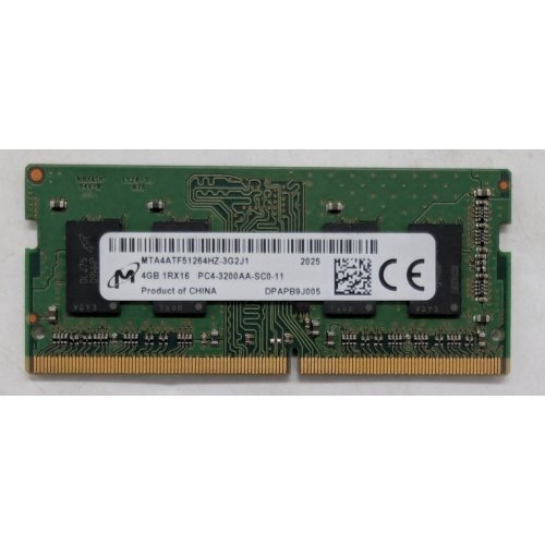 Купить Озу Micron SODIMM DDR4 4GB 3200MHz (MTA4ATF51264HZ-3G2J1) (Восстановлено продавцом, 799419) с проверкой совместимости: обзор, характеристики, цена в Киеве, Днепре, Одессе, Харькове, Украине | интернет-магазин TELEMART.UA фото