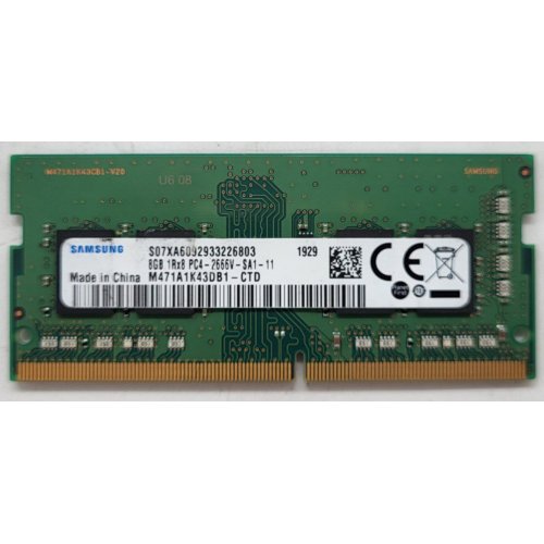 Купить Озу Samsung SODIMM DDR4 8GB 2666Mhz (M471A1K43DB1-CTD) (Восстановлено продавцом, 799423) с проверкой совместимости: обзор, характеристики, цена в Киеве, Днепре, Одессе, Харькове, Украине | интернет-магазин TELEMART.UA фото