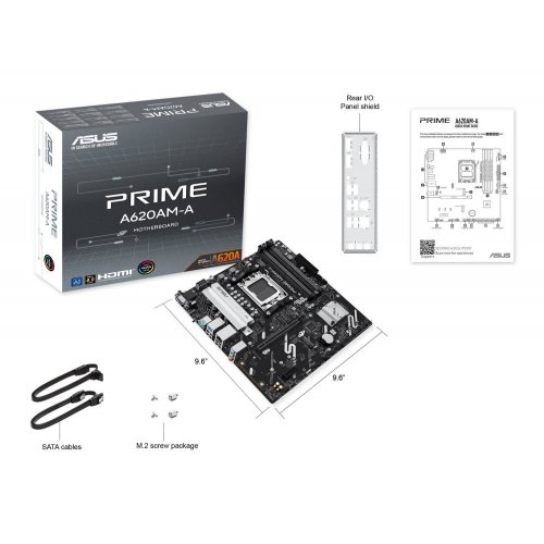 Купить Материнская плата Asus PRIME A620AM-A (sAM5, AMD A620) с проверкой совместимости: обзор, характеристики, цена в Киеве, Днепре, Одессе, Харькове, Украине | интернет-магазин TELEMART.UA фото