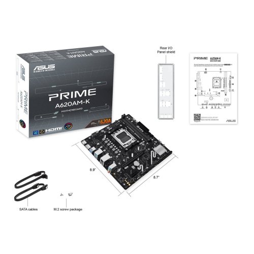 Купить Материнская плата Asus PRIME A620AM-K (sAM5, AMD A620) с проверкой совместимости: обзор, характеристики, цена в Киеве, Днепре, Одессе, Харькове, Украине | интернет-магазин TELEMART.UA фото