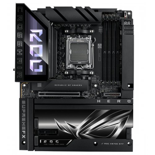 Материнська плата Asus ROG CROSSHAIR X870E HERO BTF (sAM5, AMD X870E) купити з перевіркою сумісності: огляд, характеристики, ціна у Києві, Львові, Вінниці, Хмельницькому, Івано-Франківську, Україні | інтернет-магазин TELEMART.UA фото