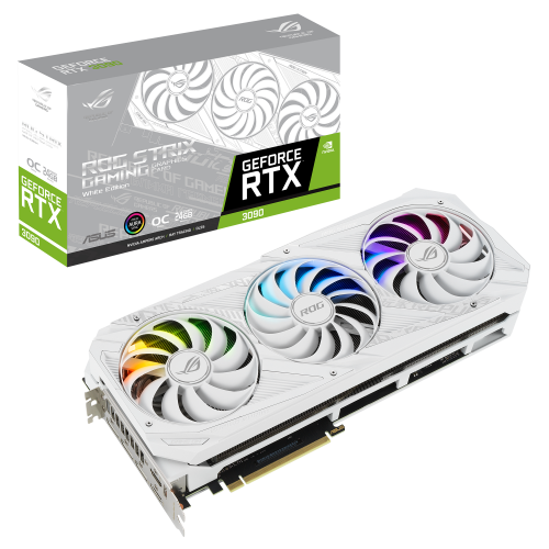 Відеокарта Asus ROG GeForce RTX 3090 STRIX OC White 24576MB (ROG-STRIX-RTX3090-O24G-WHITE) (Відновлено продавцем, 799685) купити з перевіркою сумісності: огляд, характеристики, ціна у Києві, Львові, Вінниці, Хмельницькому, Івано-Франківську, Україні | інтернет-магазин TELEMART.UA фото