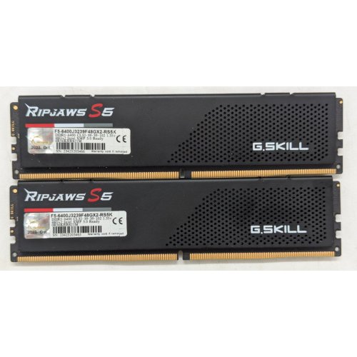 Озп G.Skill DDR5 96GB (2x48GB) 6400MHz Ripjaws S5 (F5-6400J3239F48GX2-RS5K) (Відновлено продавцем, 799697) купити з перевіркою сумісності: огляд, характеристики, ціна у Києві, Львові, Вінниці, Хмельницькому, Івано-Франківську, Україні | інтернет-магазин TELEMART.UA фото