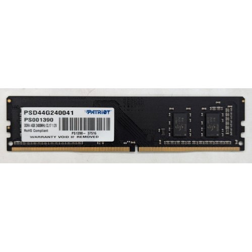 Озп Patriot DDR4 4GB 2400Mhz (PSD44G240041) (Відновлено продавцем, 799735) купити з перевіркою сумісності: огляд, характеристики, ціна у Києві, Львові, Вінниці, Хмельницькому, Івано-Франківську, Україні | інтернет-магазин TELEMART.UA фото