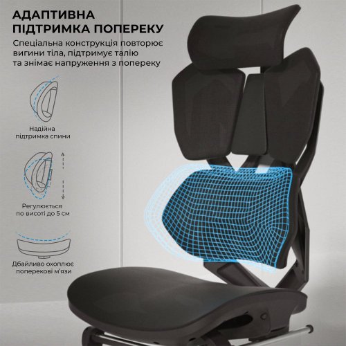 Купити Ергономічне крісло Sihoo X5C Mesh (X5C-301) Black - ціна в Києві, Львові, Вінниці, Хмельницькому, Франківську, Україні | інтернет-магазин TELEMART.UA фото