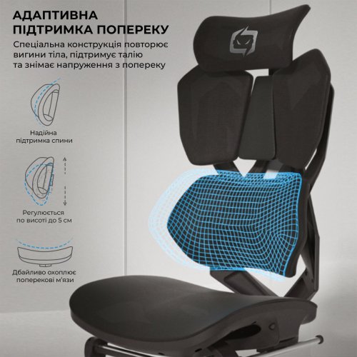 Эргономичное кресло Sihoo X5C Mesh (X5C-301) Black купить в Украине: Киев, Днепр, Харьков, Одесса  | Низкая цена, отзывы, характеристики от TELEMART фото