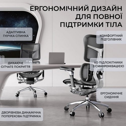 Купити Крісло офісне Sihoo DORO S300 Mesh (S300-M201) Dark Grey - ціна в Києві, Львові, Вінниці, Хмельницькому, Франківську, Україні | інтернет-магазин TELEMART.UA фото