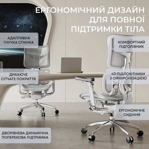 Купити Крісло офісне Sihoo DORO S300 Mesh (S300-M202) Light Grey - ціна в Києві, Львові, Вінниці, Хмельницькому, Франківську, Україні | інтернет-магазин TELEMART.UA фото