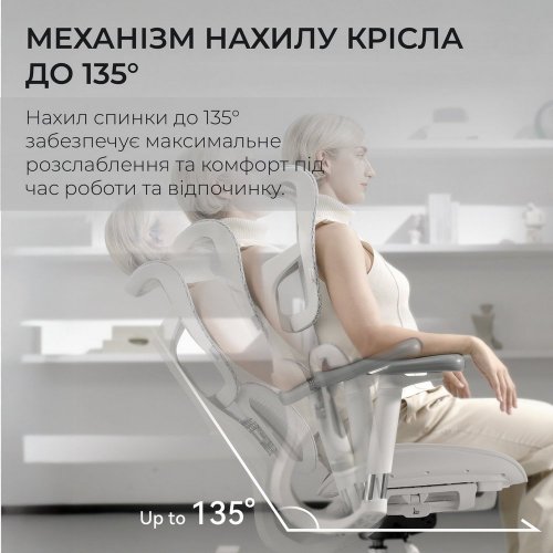 Купити Крісло офісне Sihoo DORO S100 Mesh (S100-M302) White - ціна в Києві, Львові, Вінниці, Хмельницькому, Франківську, Україні | інтернет-магазин TELEMART.UA фото