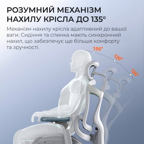 Купити Крісло офісне Sihoo DORO C300 Pro Mesh (DORO-C300-PRO-M102) White - ціна в Києві, Львові, Вінниці, Хмельницькому, Франківську, Україні | інтернет-магазин TELEMART.UA фото