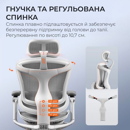 Купити Крісло офісне Sihoo DORO C300 Pro Mesh (DORO-C300-PRO-M102) White - ціна в Києві, Львові, Вінниці, Хмельницькому, Франківську, Україні | інтернет-магазин TELEMART.UA фото