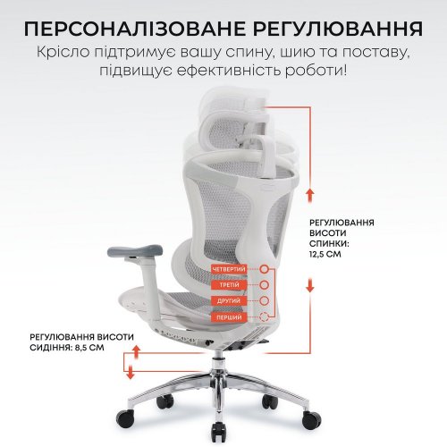 Купити Крісло офісне Sihoo DORO C300L Mesh (DORO-C300L-A3-102) White - ціна в Києві, Львові, Вінниці, Хмельницькому, Франківську, Україні | інтернет-магазин TELEMART.UA фото