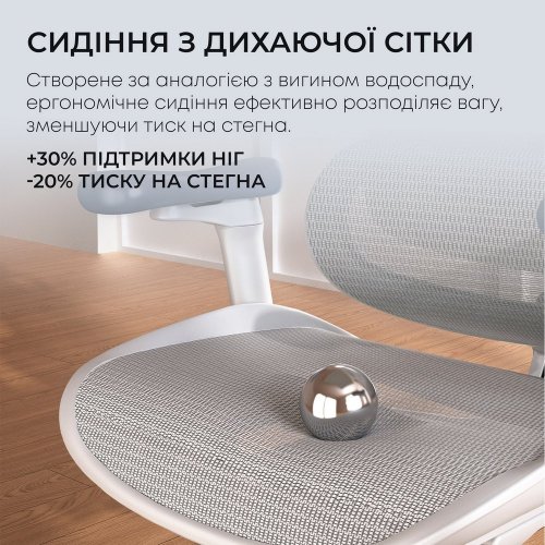 Купити Крісло офісне Sihoo DORO C300L Mesh (DORO-C300L-A3-102) White - ціна в Києві, Львові, Вінниці, Хмельницькому, Франківську, Україні | інтернет-магазин TELEMART.UA фото