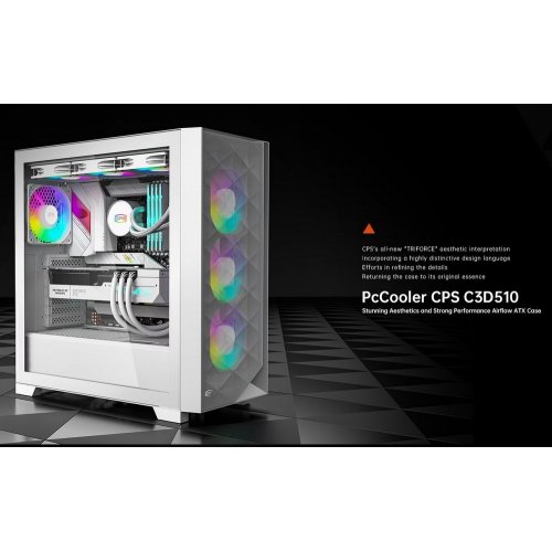 Купить Корпус PCCooler C3D510 Tempered Glass без БП White с проверкой совместимости: обзор, характеристики, цена в Киеве, Днепре, Одессе, Харькове, Украине | интернет-магазин TELEMART.UA фото