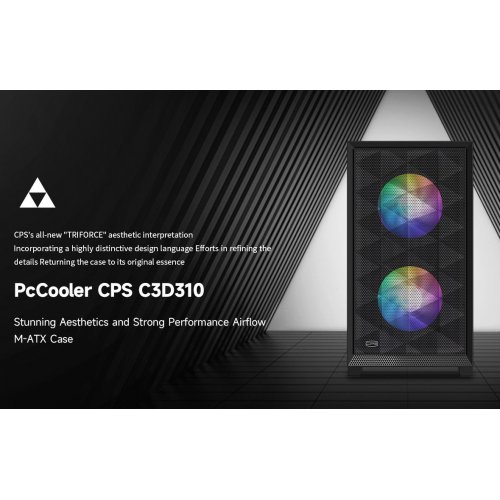 Корпус PCCooler C3D310 Tempered Glass без БЖ Black купити з перевіркою сумісності: огляд, характеристики, ціна у Києві, Львові, Вінниці, Хмельницькому, Івано-Франківську, Україні | інтернет-магазин TELEMART.UA фото