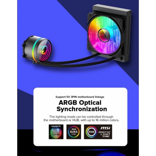 Готова СВО GAMEMAX IceBurg 120 Black купити з перевіркою сумісності: огляд, характеристики, ціна у Києві, Львові, Вінниці, Хмельницькому, Івано-Франківську, Україні | інтернет-магазин TELEMART.UA фото