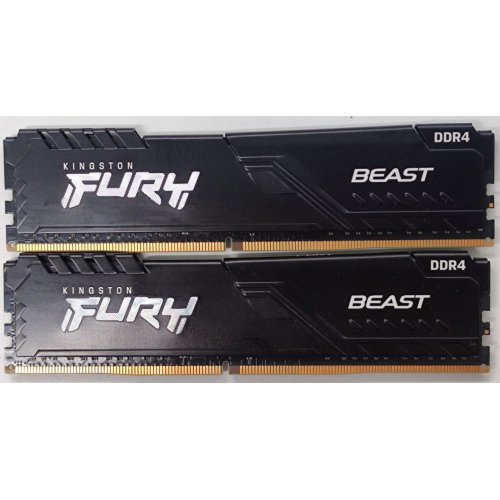 Озп Kingston DDR4 16GB (2x8GB) 3200Mhz FURY Beast Black (KF432C16BBK2/16) (Відновлено продавцем, 800669) купити з перевіркою сумісності: огляд, характеристики, ціна у Києві, Львові, Вінниці, Хмельницькому, Івано-Франківську, Україні | інтернет-магазин TELEMART.UA фото