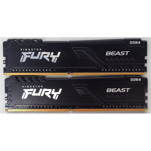 Озп Kingston DDR4 16GB (2x8GB) 3200Mhz FURY Beast Black (KF432C16BBK2/16) (Відновлено продавцем, 800673) купити з перевіркою сумісності: огляд, характеристики, ціна у Києві, Львові, Вінниці, Хмельницькому, Івано-Франківську, Україні | інтернет-магазин TELEMART.UA фото