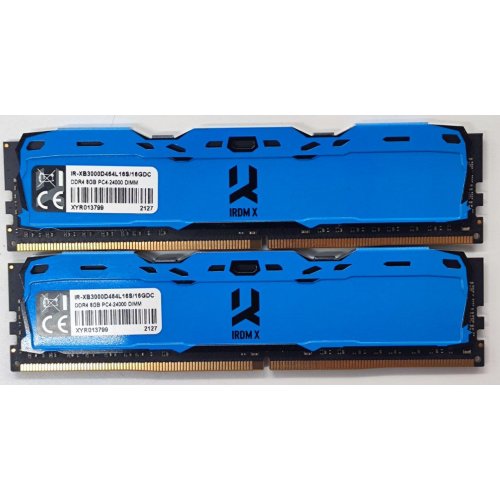 Озп GoodRAM DDR4 16GB (2x8GB) 3000Mhz IRDM X Blue (IR-XB3000D464L16S/16GDC) (Відновлено продавцем, 800738) купити з перевіркою сумісності: огляд, характеристики, ціна у Києві, Львові, Вінниці, Хмельницькому, Івано-Франківську, Україні | інтернет-магазин TELEMART.UA фото