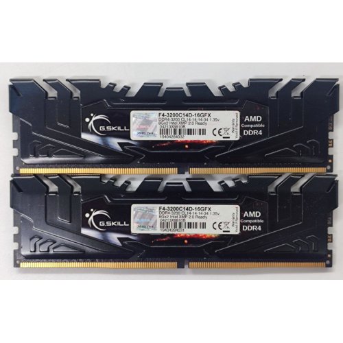 Озп G.Skill DDR4 16GB (2x8GB) 3200Mhz Flare X for AMD (F4-3200C14D-16GFX) (Відновлено продавцем, 800791) купити з перевіркою сумісності: огляд, характеристики, ціна у Києві, Львові, Вінниці, Хмельницькому, Івано-Франківську, Україні | інтернет-магазин TELEMART.UA фото