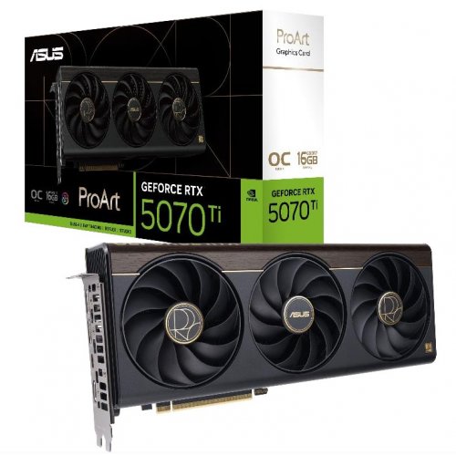 Купить Видеокарта Asus ProArt GeForce RTX 5070 Ti OC 16384MB (PROART-RTX5070TI-O16G) с проверкой совместимости: обзор, характеристики, цена в Киеве, Днепре, Одессе, Харькове, Украине | интернет-магазин TELEMART.UA фото