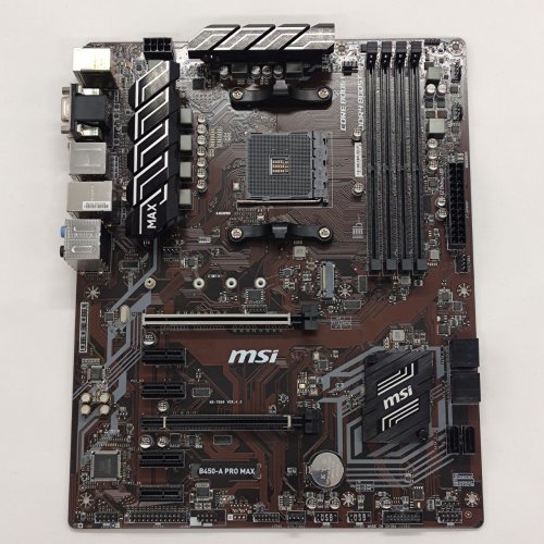 Материнська плата MSI B450-A PRO MAX (sAM4, AMD B450) (Відновлено продавцем, 801191) купити з перевіркою сумісності: огляд, характеристики, ціна у Києві, Львові, Вінниці, Хмельницькому, Івано-Франківську, Україні | інтернет-магазин TELEMART.UA фото