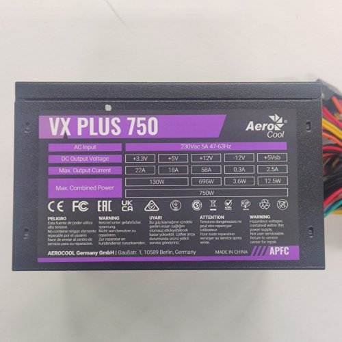 Купить Блок питания Aerocool VX PLUS 750W (ACPN-VS75AEY.11) (Восстановлено продавцом, 801390) с проверкой совместимости: обзор, характеристики, цена в Киеве, Днепре, Одессе, Харькове, Украине | интернет-магазин TELEMART.UA фото