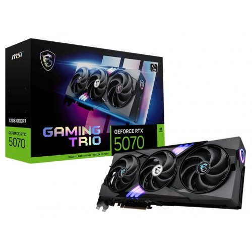 Купить Видеокарта MSI GeForce RTX 5070 GAMING TRIO 12288MB (RTX 5070 12G GAMING TRIO) с проверкой совместимости: обзор, характеристики, цена в Киеве, Днепре, Одессе, Харькове, Украине | интернет-магазин TELEMART.UA фото
