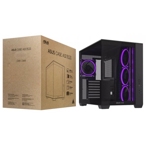 Корпус Asus A32 Plus Tempered Glass без БЖ (90DC00S0-B19000) Black купити з перевіркою сумісності: огляд, характеристики, ціна у Києві, Львові, Вінниці, Хмельницькому, Івано-Франківську, Україні | інтернет-магазин TELEMART.UA фото