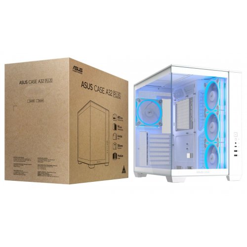 Корпус Asus A32 Plus Tempered Glass без БЖ (90DC00S3-B19000) White купити з перевіркою сумісності: огляд, характеристики, ціна у Києві, Львові, Вінниці, Хмельницькому, Івано-Франківську, Україні | інтернет-магазин TELEMART.UA фото