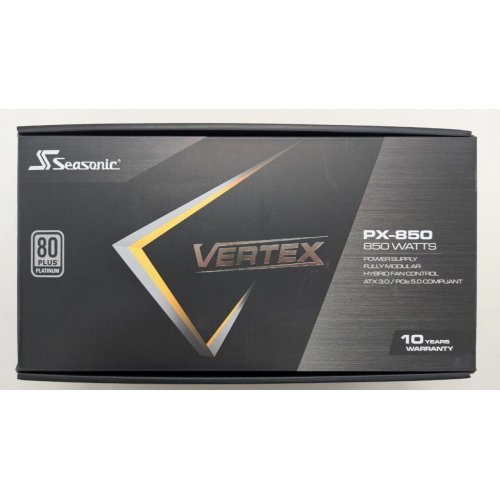 Блок живлення Seasonic Vertex PX-850W ATX 3.0 (12851PXAFS) (Відновлено продавцем, 801515) купити з перевіркою сумісності: огляд, характеристики, ціна у Києві, Львові, Вінниці, Хмельницькому, Івано-Франківську, Україні | інтернет-магазин TELEMART.UA фото