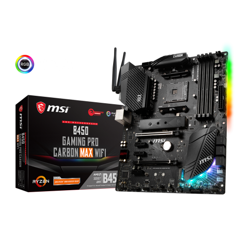 Материнська плата MSI B450 GAMING PRO CARBON MAX WIFI (sAM4, AMD B450) (Відновлено продавцем, 801545) купити з перевіркою сумісності: огляд, характеристики, ціна у Києві, Львові, Вінниці, Хмельницькому, Івано-Франківську, Україні | інтернет-магазин TELEMART.UA фото