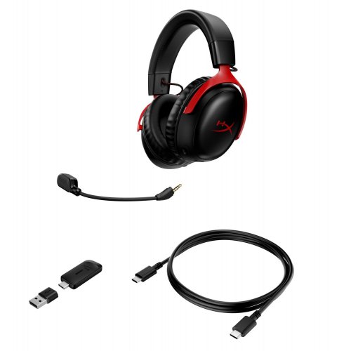 Купить Уценка наушники HyperX Cloud III Wireless (77Z46AA) Black/Red (Вскрытая упаковка, 801557) - цена в Харькове, Киеве, Днепре, Одессе
в интернет-магазине Telemart фото
