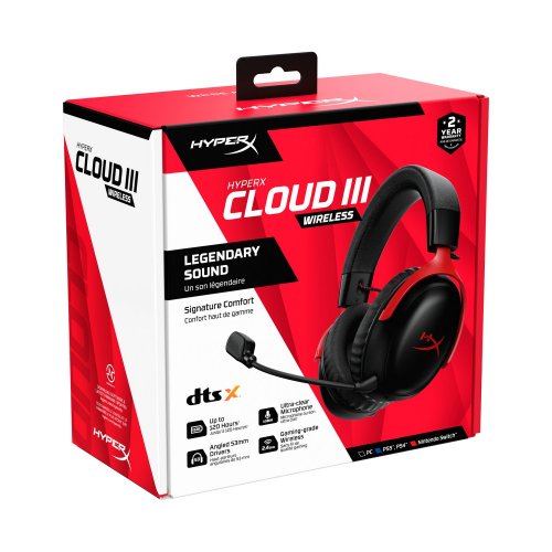 Купить Уценка наушники HyperX Cloud III Wireless (77Z46AA) Black/Red (Вскрытая упаковка, 801557) - цена в Харькове, Киеве, Днепре, Одессе
в интернет-магазине Telemart фото