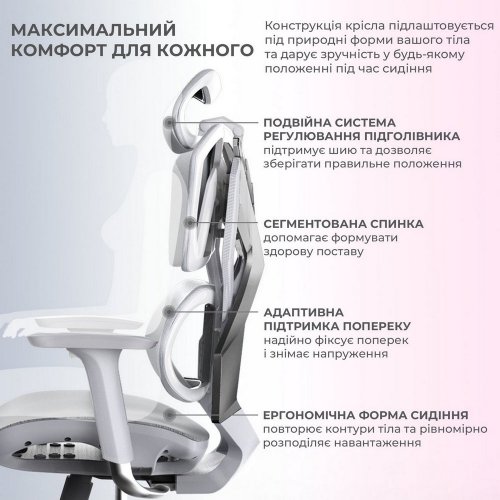 Купить Эргономичное кресло Sihoo X5C Mesh (X5FC-N101) Grey - цена в Харькове, Киеве, Днепре, Одессе
в интернет-магазине Telemart фото