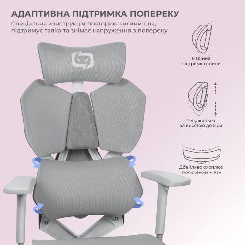 Ергономічне крісло Sihoo X5C Mesh (X5FC-N101) Grey купити в Україні: Київ, Львів, Хмельницький, Тернопіль | Низька ціна, відгуки, характеристики від TELEMART фото