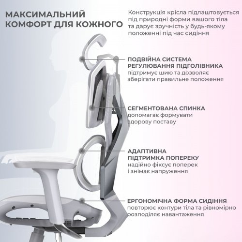 Ергономічне крісло Sihoo X5C Mesh (X5FC-N101) Grey купити в Україні: Київ, Львів, Хмельницький, Тернопіль | Низька ціна, відгуки, характеристики від TELEMART фото