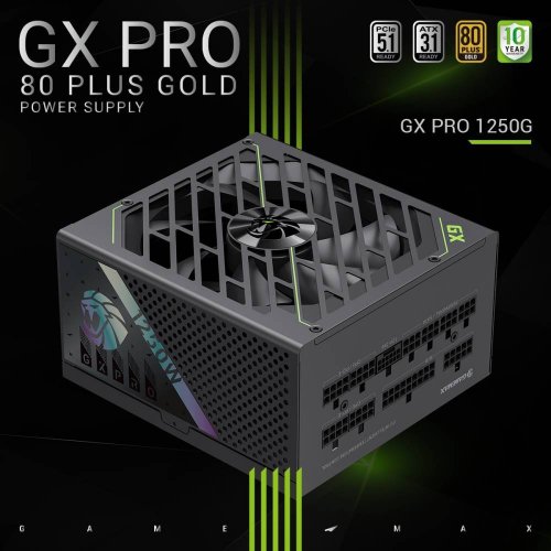 Купить Блок питания GAMEMAX GX PRO 1250G 1250W (GX PRO 1250G) Black с проверкой совместимости: обзор, характеристики, цена в Киеве, Днепре, Одессе, Харькове, Украине | интернет-магазин TELEMART.UA фото