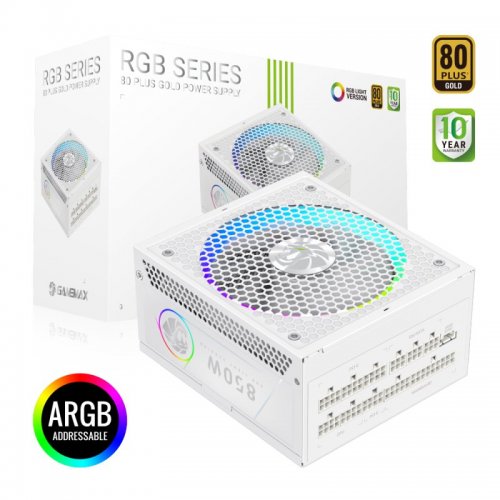 Блок питания GAMEMAX RGB 850G 850W (RGB 850G WH) White купить в Украине: Киев, Днепр, Харьков, Одесса  | Проверка совместимости, низкая цена, отзывы, характеристики от TELEMART фото