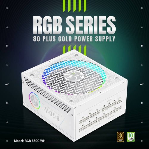 Блок питания GAMEMAX RGB 850G 850W (RGB 850G WH) White купить в Украине: Киев, Днепр, Харьков, Одесса  | Проверка совместимости, низкая цена, отзывы, характеристики от TELEMART фото