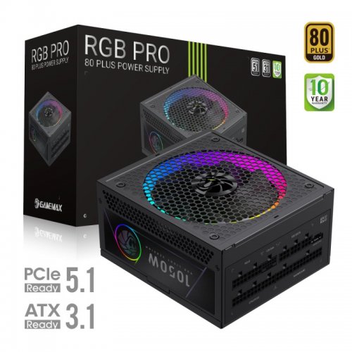 Блок живлення GAMEMAX RGB PRO 1050G 1050W (RGB PRO 1050G) Black купити з перевіркою сумісності: огляд, характеристики, ціна у Києві, Львові, Вінниці, Хмельницькому, Івано-Франківську, Україні | інтернет-магазин TELEMART.UA фото