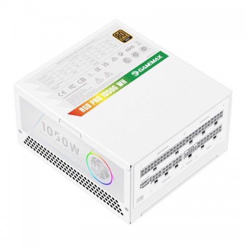 Блок живлення GAMEMAX RGB PRO 1050G 1050W (RGB PRO 1050G WH) White купити з перевіркою сумісності: огляд, характеристики, ціна у Києві, Львові, Вінниці, Хмельницькому, Івано-Франківську, Україні | інтернет-магазин TELEMART.UA фото